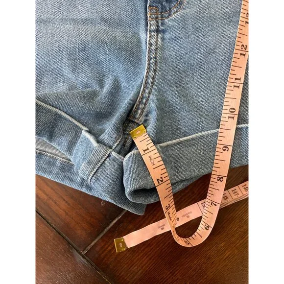 American Eagle Mom Short Jean Shorts Cuffed Light Wash Stretch High Rise 0 - Picture 8 of 8